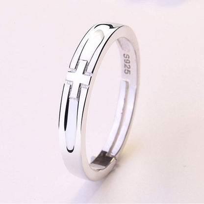 Rockyu 指輪 メンズ レディース ペアリング シルバー925 クロスデザイン フリーサイズ 純銀製