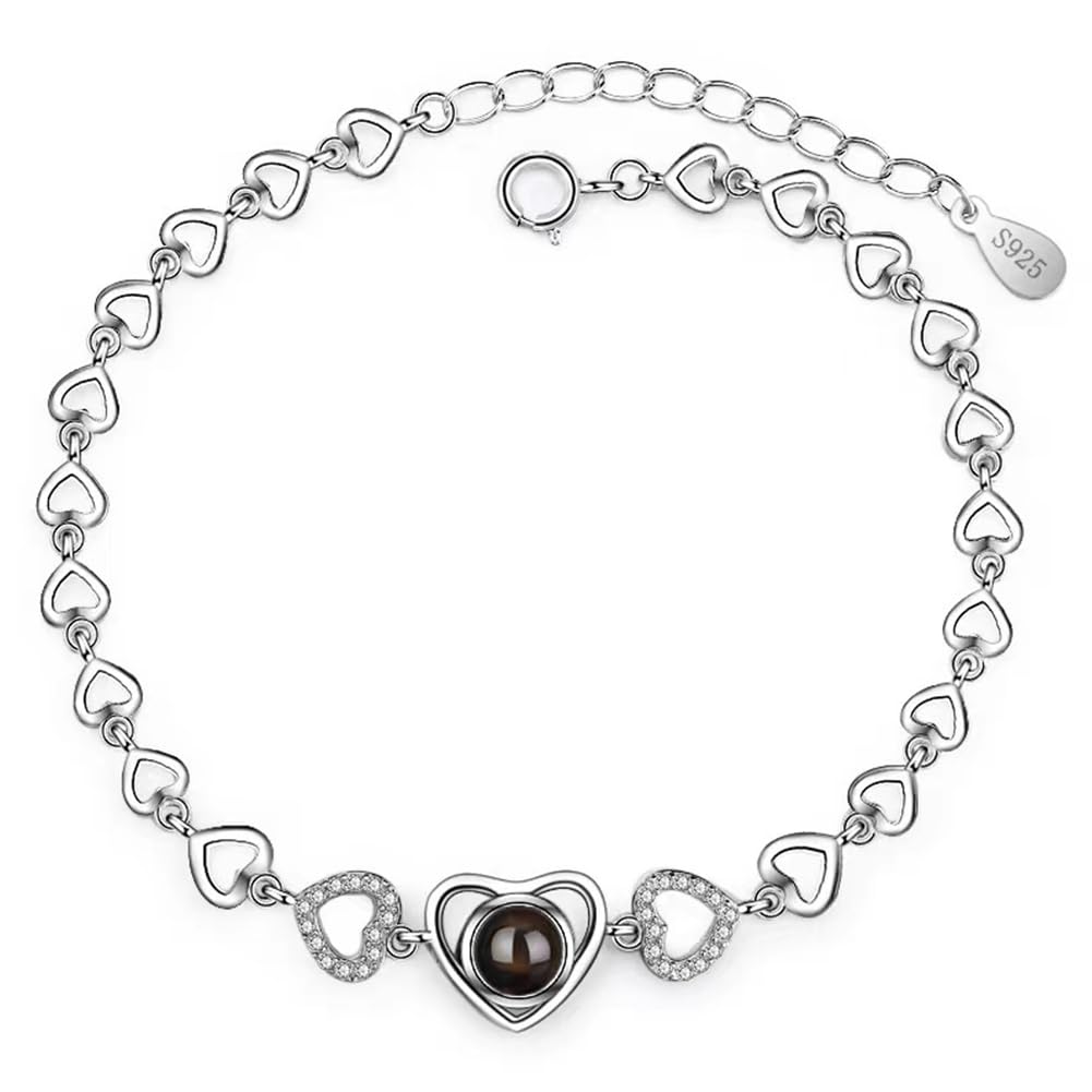 【秘密のハート】S925シルバー＆ローズゴールドブレスレット｜I Love You投影×ジルコン輝き