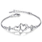 Rockyu ダブルハートブレスレット レディース – ジルコニア×シルバー925（3色ストーン）