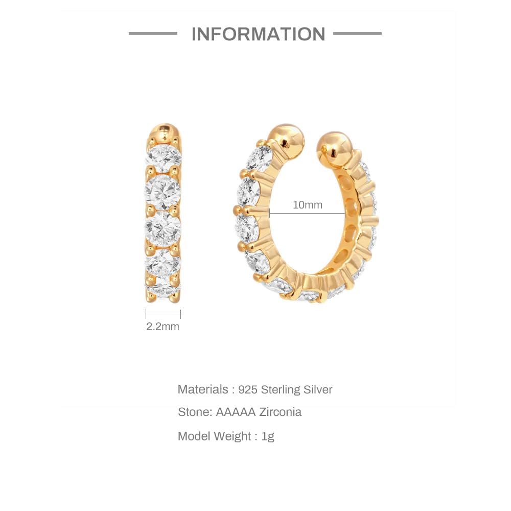 Rockyu シルバー925 ジルコニアフルエタニティイヤーカフ レディース