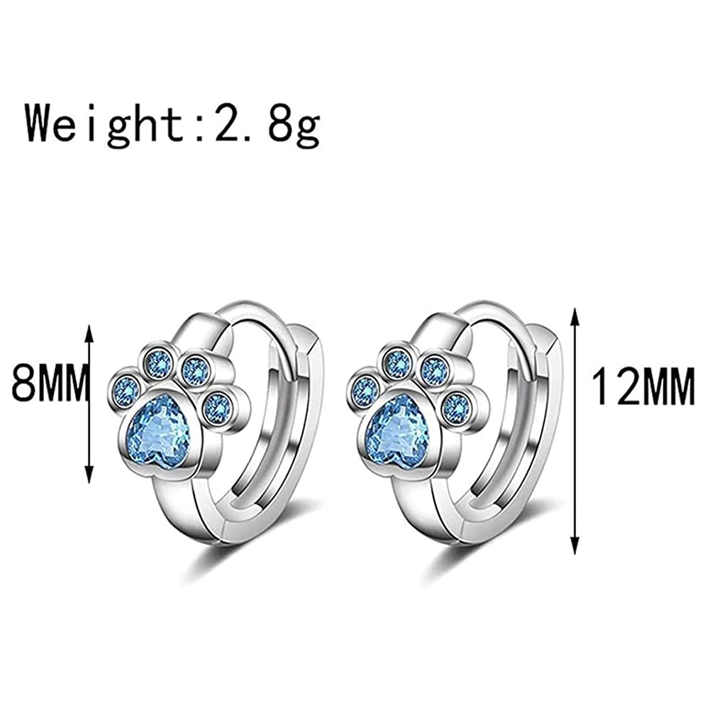 Rockyu 猫ピアス レディース シルバー 肉球デザイン ジルコニア フープピアス