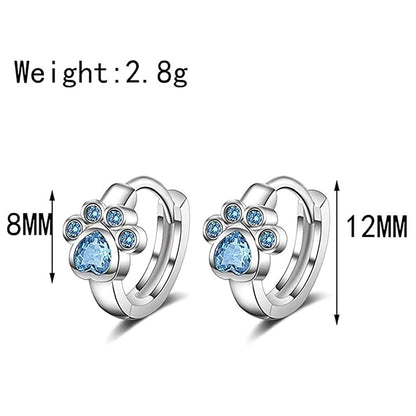 Rockyu 猫ピアス レディース シルバー 肉球デザイン ジルコニア フープピアス