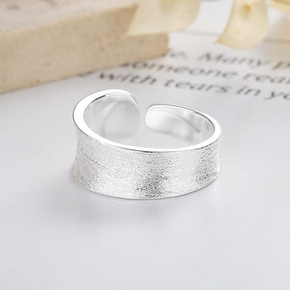 Rockyu 指輪 レディース メンズ 太め シルバー925 不規則デザイン フリーサイズリング シンプル 金属アレルギー対応