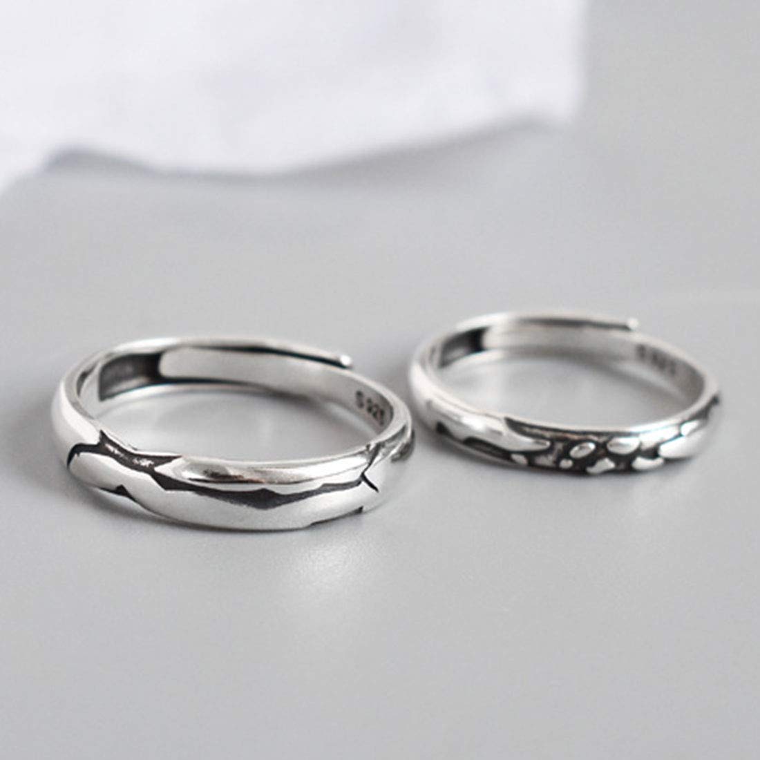 Rockyu ペアリング シルバー925 シンプル波模様 メンズ フリーサイズ 結婚・記念用