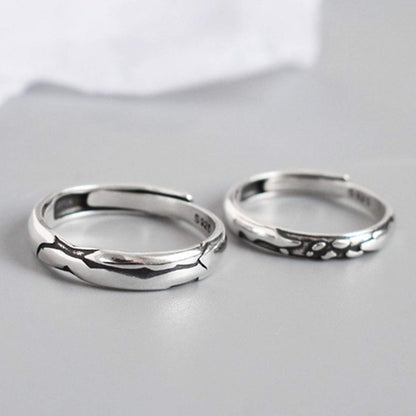 Rockyu ペアリング シルバー925 シンプル波模様 メンズ フリーサイズ 結婚・記念用