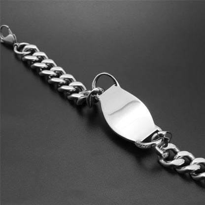 Rockyu ブレスレット メンズ チタン シルバー ブラック 王冠ドクロ 喜平チェーン プレート 重厚デザイン アクセサリー