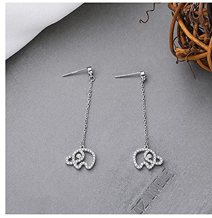 Rockyu ピアス レディース 人気 揺れる 大人可愛い 象モチーフ ロングチェーンピアス ジルコニア シルバー925 アレルギー対応