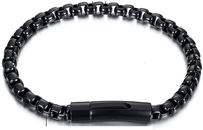 Rockyu ベネチアンチェーン ブレスレット メンズ ステンレス製 シンプルデザイン 6mm 幅 選べるカラー