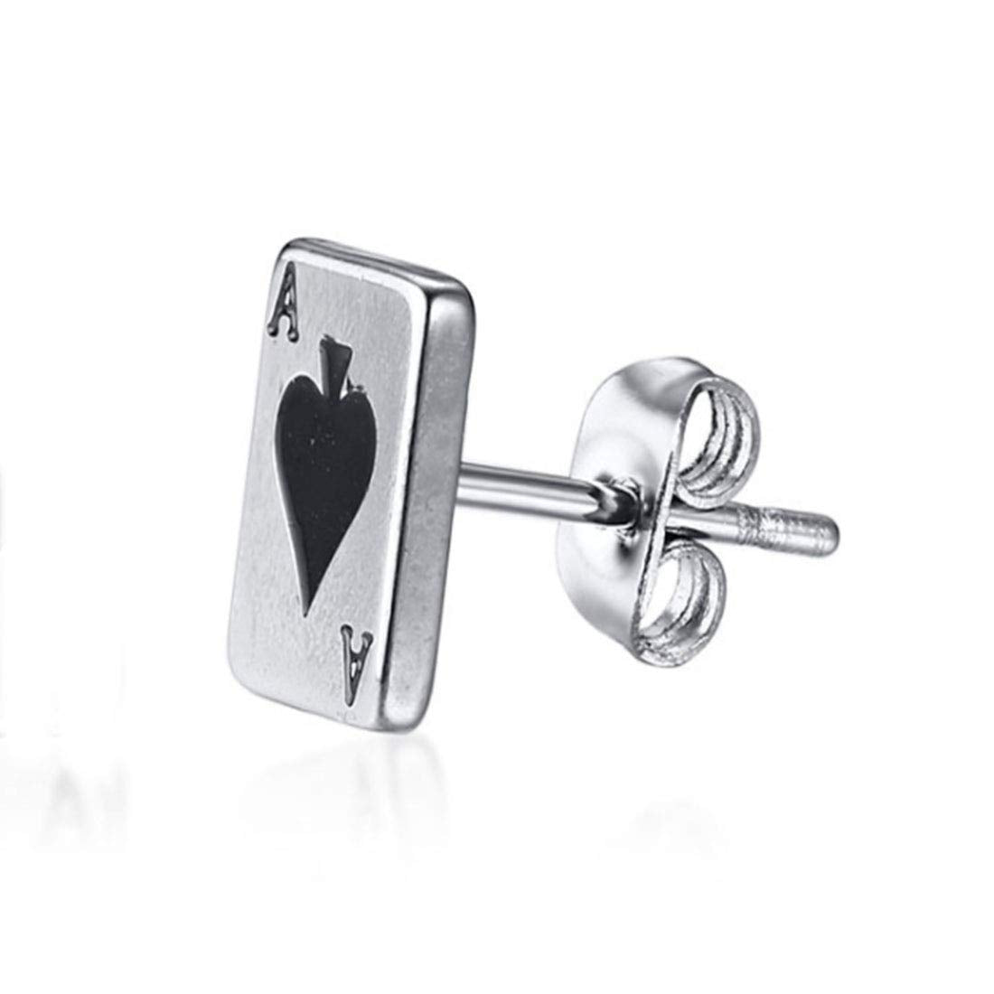 Rockyu トランプピアス シルバー925 メンズ レディース兼用 アンティーク風 アクセサリー