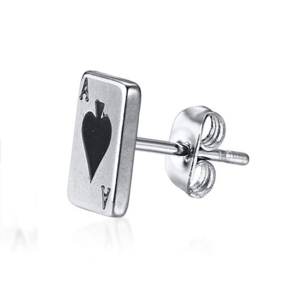 Rockyu トランプピアス シルバー925 メンズ レディース兼用 アンティーク風 アクセサリー