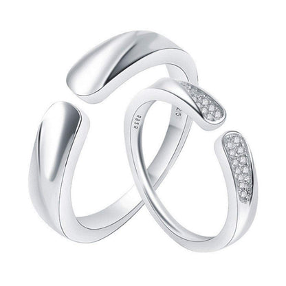 Rockyu 指輪 メンズ シルバー925 フリーサイズ ペアリング シンプル 結婚婚約対応