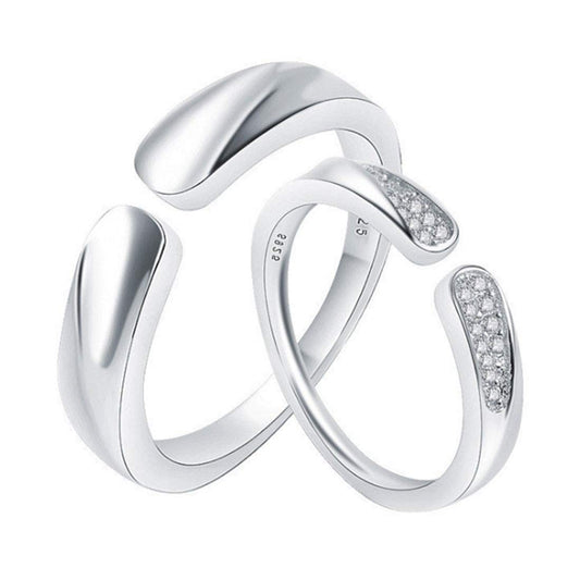 Rockyu 指輪 メンズ シルバー925 フリーサイズ ペアリング シンプル 結婚婚約対応