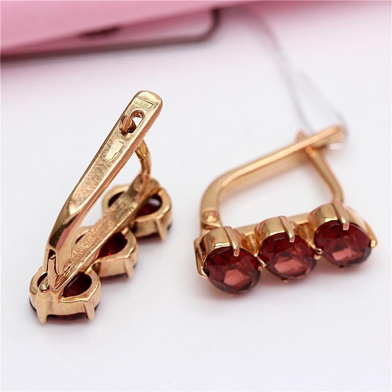 Rockyu ピアス レディース ピンクゴールド レッドストーン ジルコニア ステンレス 金属アレルギー対応