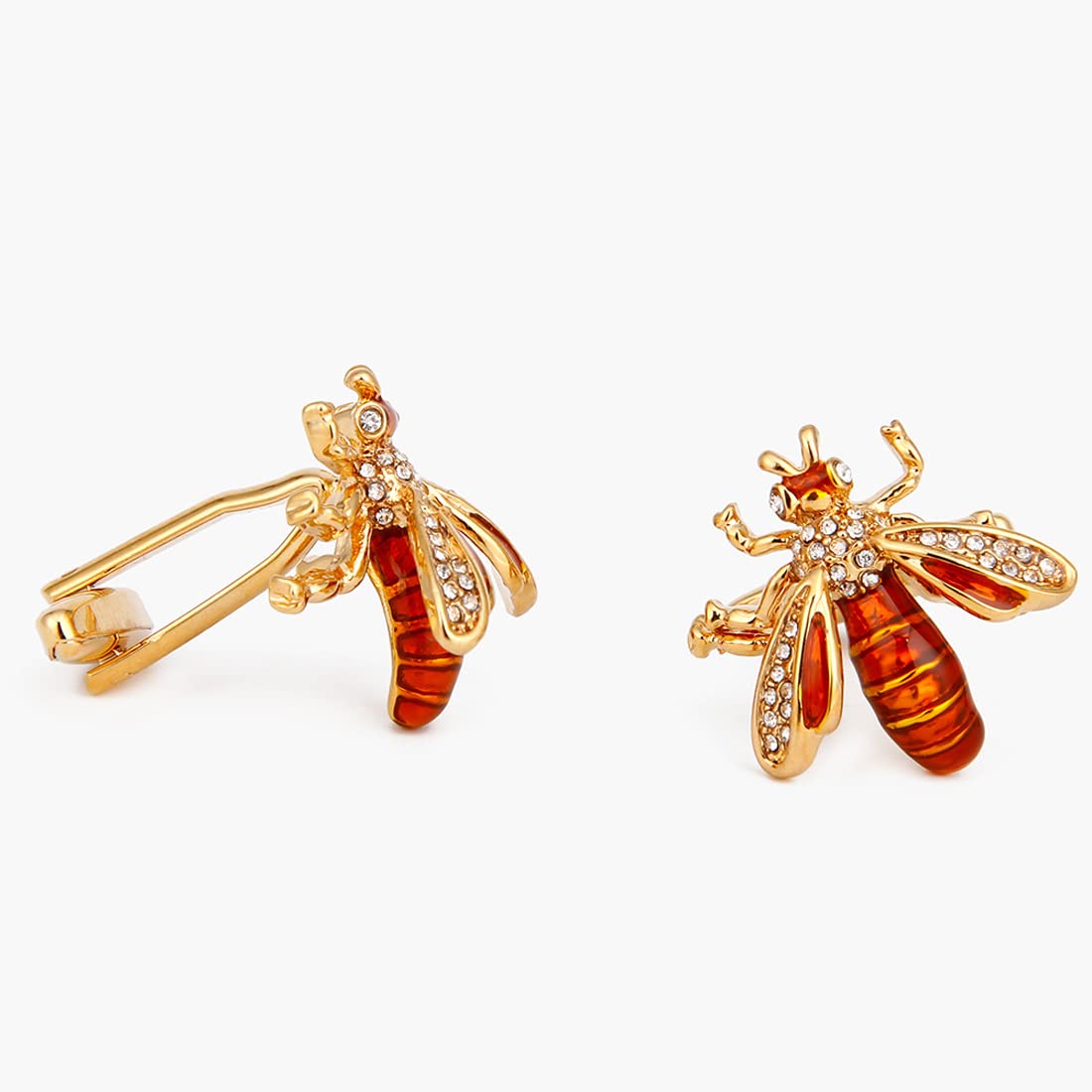 Rockyu カフスボタン メンズ 蜜蜂モチーフ ピンクゴールド＆レッド ビジネス＆カジュアル