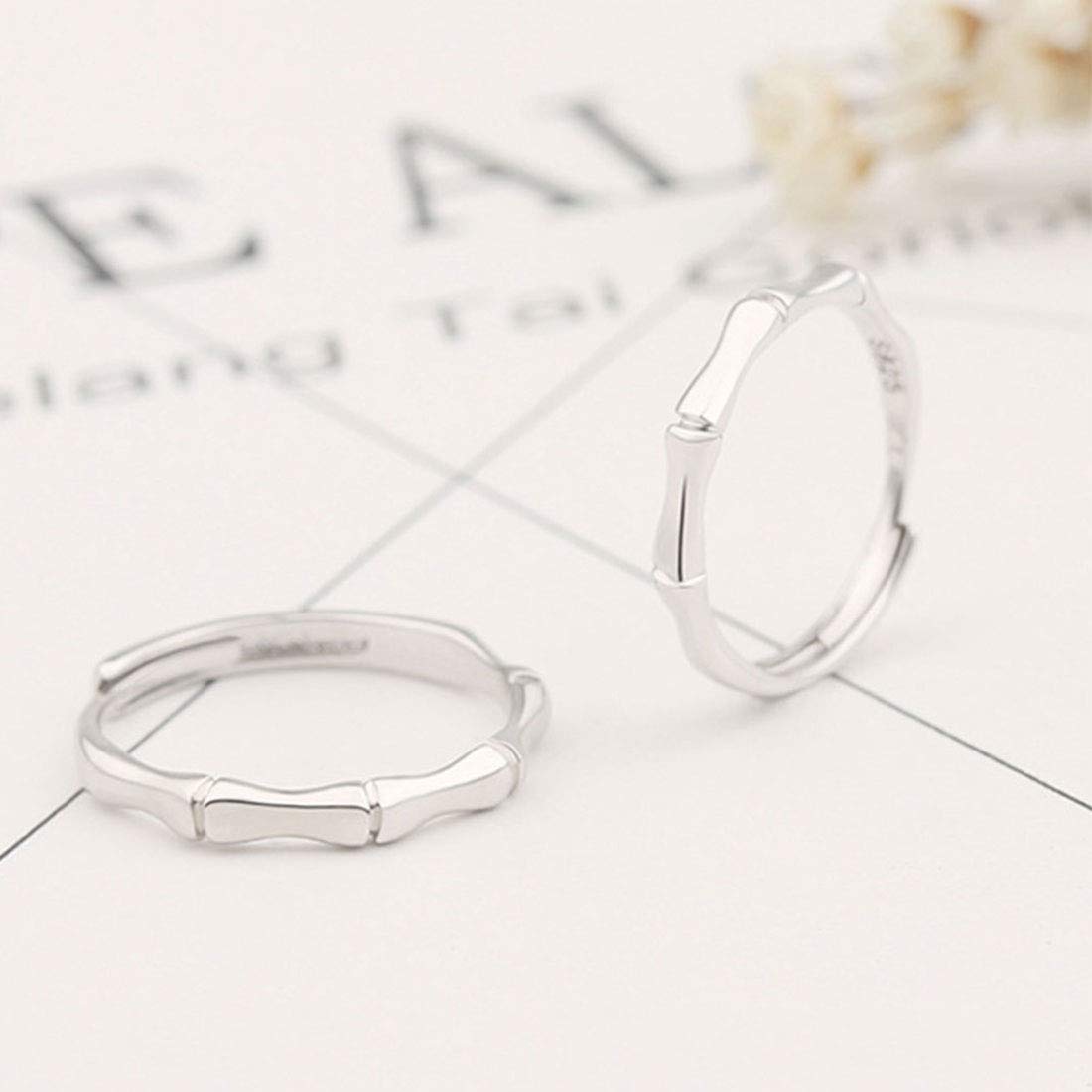 Rockyu 竹モチーフ ペアリング シルバー925 メンズ レディース フリーサイズ 結婚・婚約用