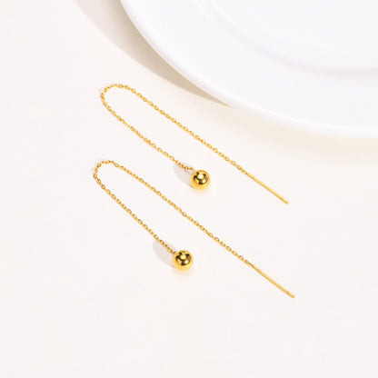 Rockyu ピアス レディース ゴールド ステンレス チェーンピアス ボール バー アレルギー対応