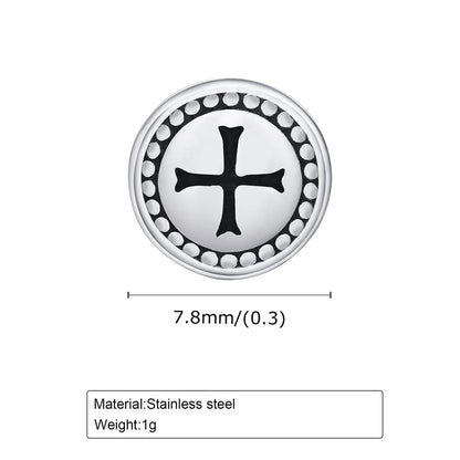Rockyu メンズ 十字架ピアス シルバー ステンレス 片耳用 スタッド クロス ドット彫刻 金属アレルギー対応