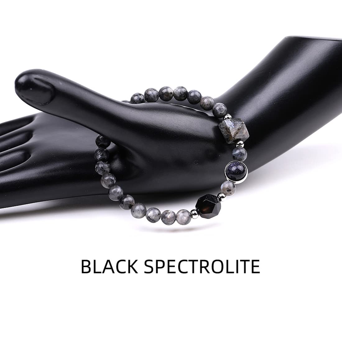 Rockyu ブレスレット レディース メンズ 天然石 パワーストーン 数珠 ピラミッド型ビーズ タイガーアイ ラピスラズリ ブラックオニキス 誕生日 プレゼント