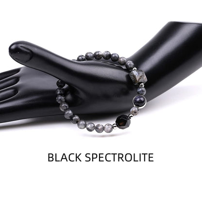 Rockyu ブレスレット レディース メンズ 天然石 パワーストーン 数珠 ピラミッド型ビーズ タイガーアイ ラピスラズリ ブラックオニキス 誕生日 プレゼント