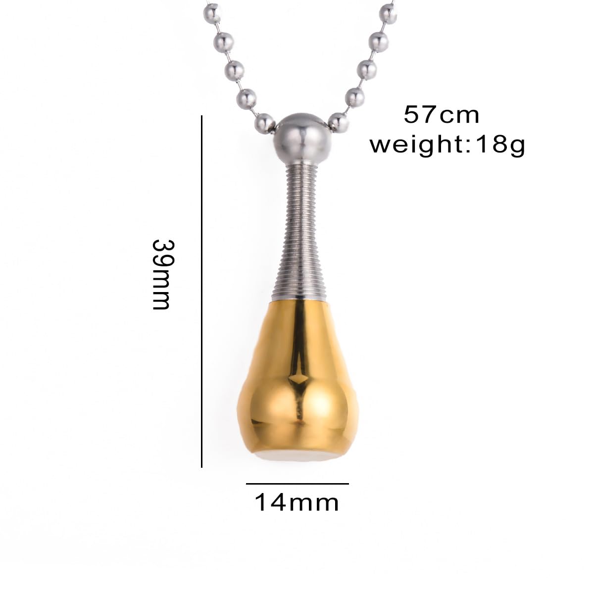 Rockyu ネックレス メンズ レディース ステンレス ウォータードロップ ペンダント 開閉式 香水ボトル 骨壷 メモリアルジュエリー