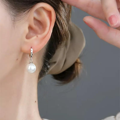 Rockyu イヤリング レディース フープ パール 揺れる シルバー ステンレス製 丸形 ピアス風 アクセサリー