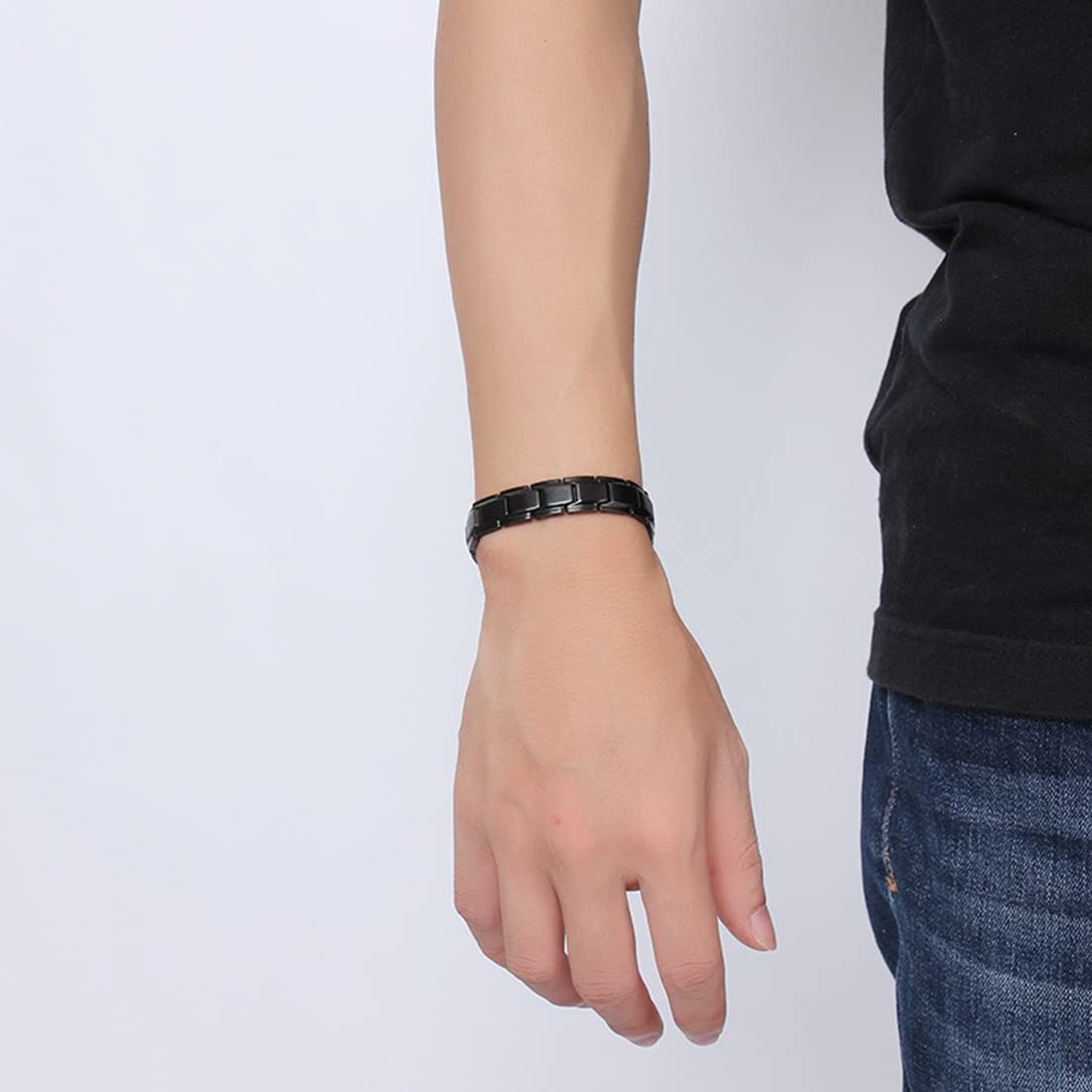 Rockyu 磁気ゲルマニウムブレスレット メンズ レディース ステンレス チェーンバングル 静電気対策 血行サポートデザイン