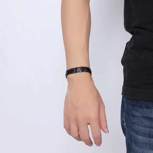 Rockyu 磁気ゲルマニウムブレスレット メンズ レディース ステンレス チェーンバングル 静電気対策 血行サポートデザイン