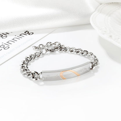 ペアブレスレット カップル お揃い メンズ レディース ステンレス製 金属アレルギー対応 Real Love 刻印 シルバー ブラック＆ピンク