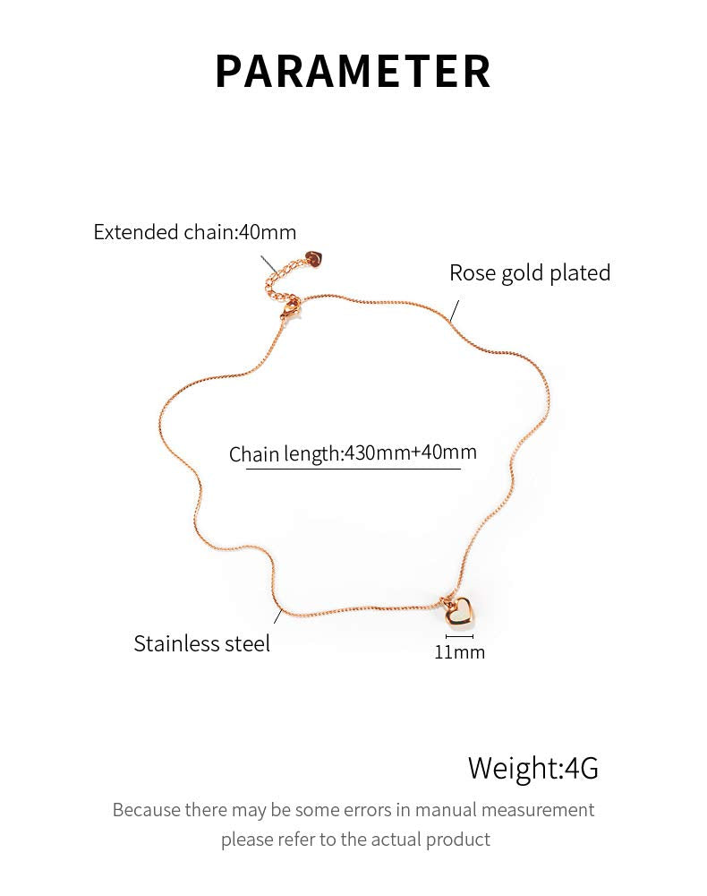 Rockyu ハートネックレス レディース ステンレス製 ローズゴールド＆シルバー アレルギー対応