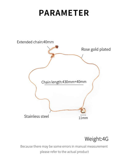Rockyu ハートネックレス レディース ステンレス製 ローズゴールド＆シルバー アレルギー対応