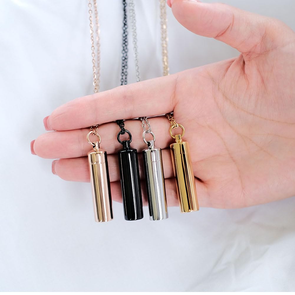 Rockyu メモリアルネックレス ステンレス製 遺骨ペンダント 高級鏡面仕上げ 手元供養用ネックレス