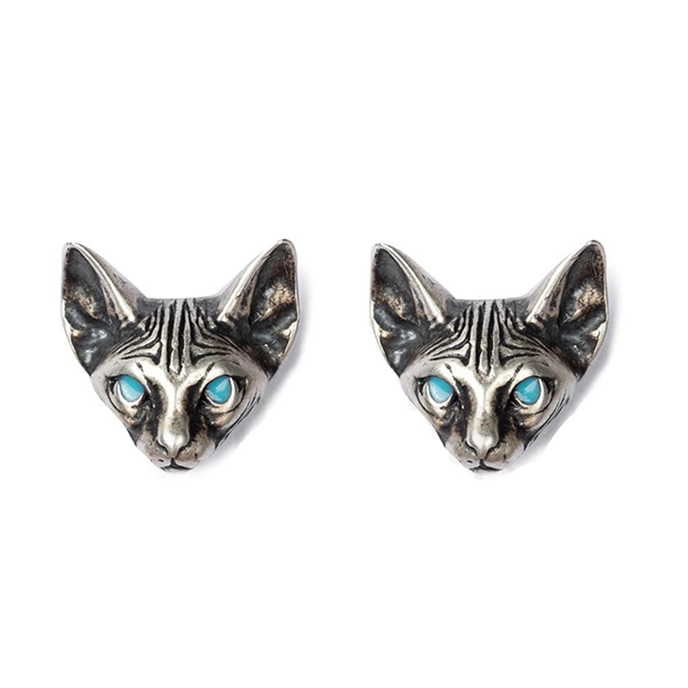 Rockyu スフィンクスキャット925シルバーピアス – 猫耳で魅了する個性派ジュエリー