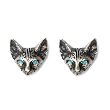 Rockyu スフィンクスキャット925シルバーピアス – 猫耳で魅了する個性派ジュエリー