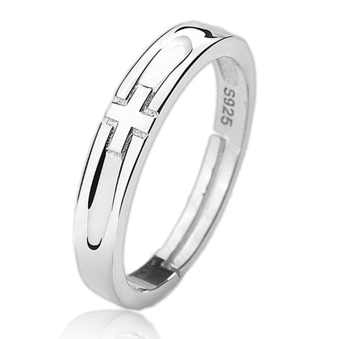 Rockyu 指輪 メンズ レディース ペアリング シルバー925 クロスデザイン フリーサイズ 純銀製