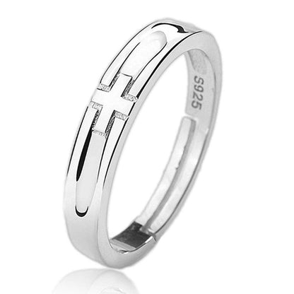 Rockyu 指輪 メンズ レディース ペアリング シルバー925 クロスデザイン フリーサイズ 純銀製