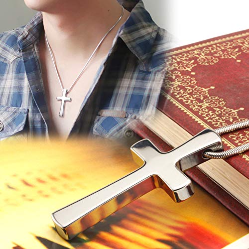 Rockyu ネックレス メンズ 十字架 クロス シルバー ステンレス シンプルペンダント