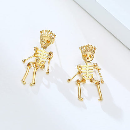 Rockyu ピアス メンズ 王冠スカル 人形風 揺れるチタンピアス 金属アレルギー対応 両耳セット
