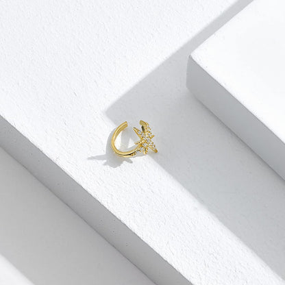 Rockyu シルバー925 イヤーカフ レディース メンズ ジルコニア 芒星 ノンホール ゴールド 金属アレルギー対応