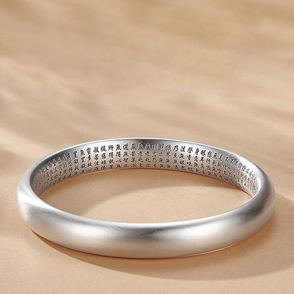 Rockyu バングル レディース シルバー 純銀風 六字真言 刻印 厄除けブレスレット