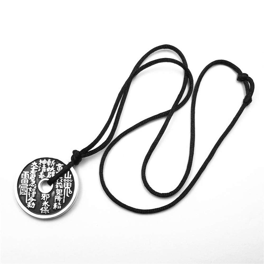 Rockyu ネックレス メンズ 円形 銅銭 コイン シルバー ステンレス 魔除け 開運 中華風 ペンダント