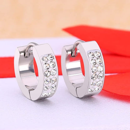 Rockyu メンズ3色リングピアス 多粒ジルコニア チタン製 アレルギー対応 輝きを放つ耳元アクセサリー