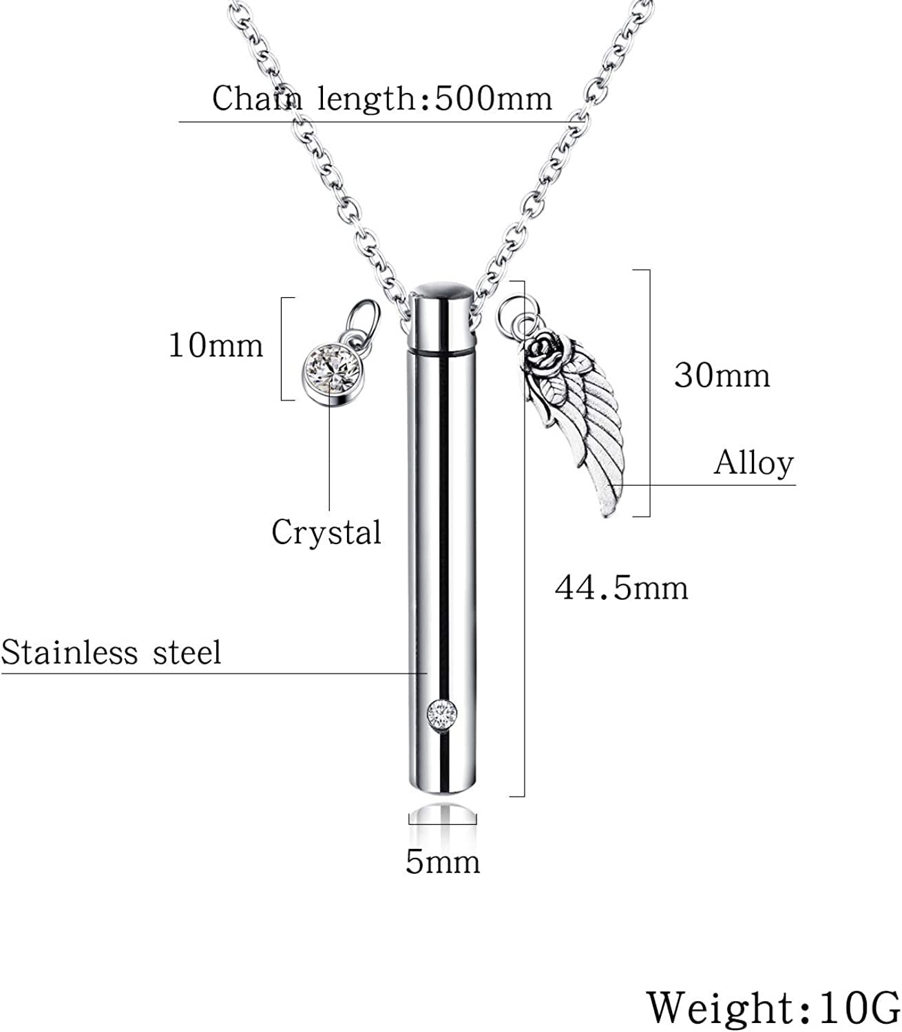 Rockyu 円筒カプセル 遺骨ネックレス｜ジルコニア×ステンレス製 手元供養ペンダント