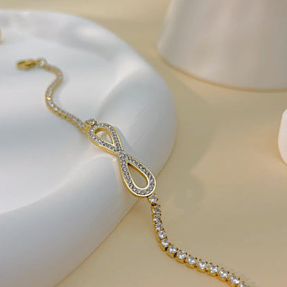 ブレスレット レディース ゴールド 無限大モチーフ CZダイヤ ジルコニアブレスレット