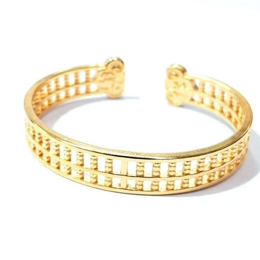 Rockyu バングル 男女兼用 そろばんデザイン シルバー＆ゴールド 開運 厄除け 中華風 アクセサリー