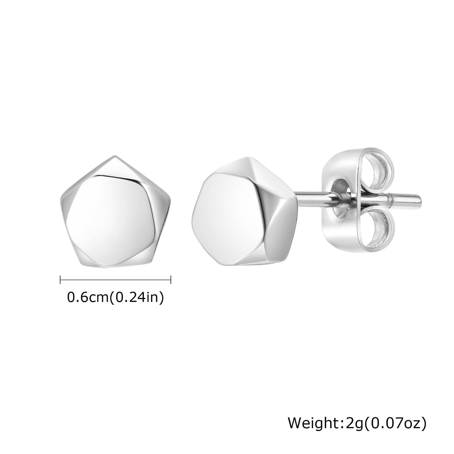 Rockyu メンズ ピアス ステンレス 多面カット シンプルデザイン ブラック 金属アレルギー対応