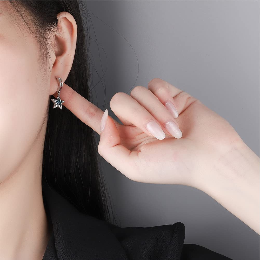 Rockyu ピアス レディース シルバー スター フープ ジルコニア 小さめ 星形 アレルギー対応 韓国風アクセ