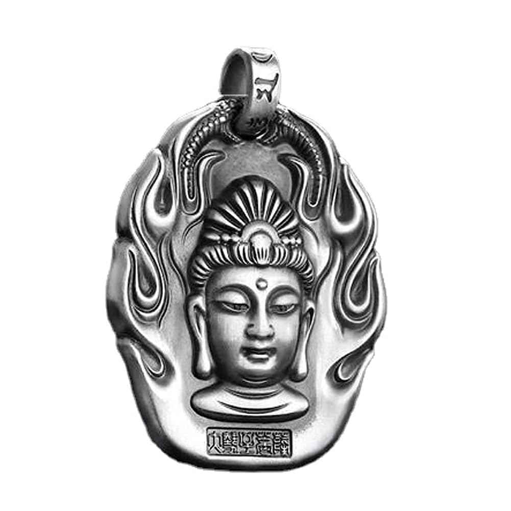 Rockyu 十二支守護仏 ネックレス メンズ タイシルバー仕上げ 開運お守りペンダント