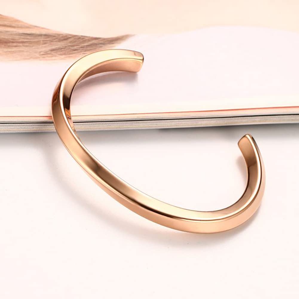 Rockyu チタンC型バングル レディース – 高級感あふれるシンプルブレスレット（全5色）