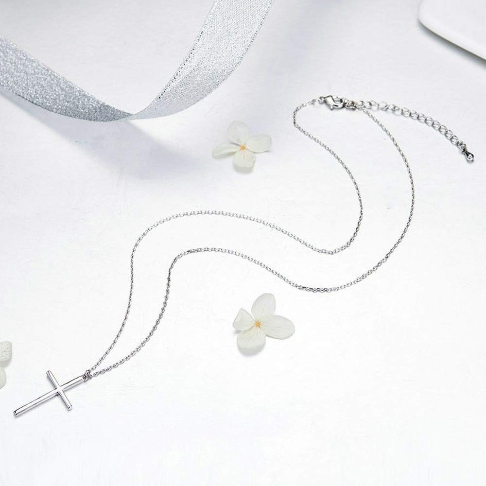 Rockyu レディース 十字架 シルバー ネックレス ステンレス シンプル