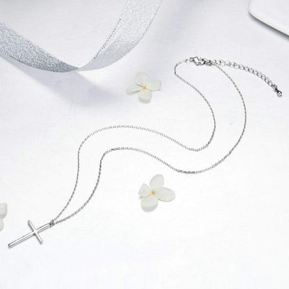 Rockyu レディース 十字架 シルバー ネックレス ステンレス シンプル